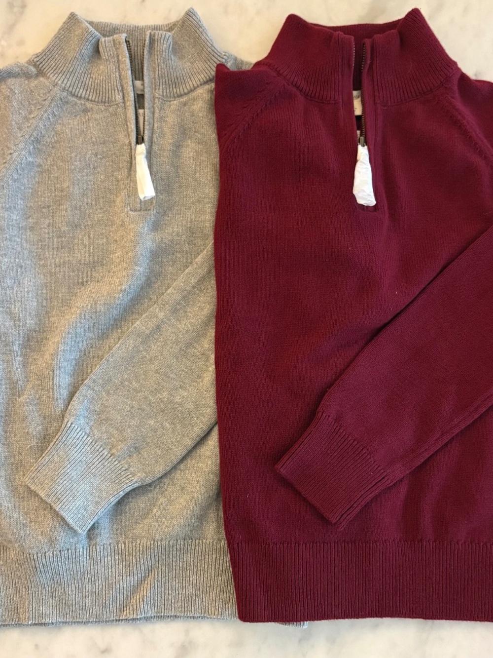 NWT Crewcuts Cotton Cashmere Half-Zip Sweater Boys 6-7 Gray & Burgundy Set of 2